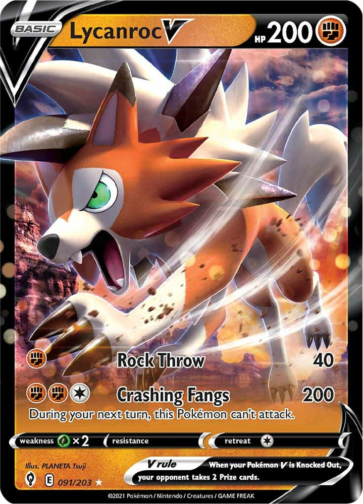 Pokemon | Lycanroc V (091/203) [Sword & Shield: Evolving Skies] | The Nerd Merchant