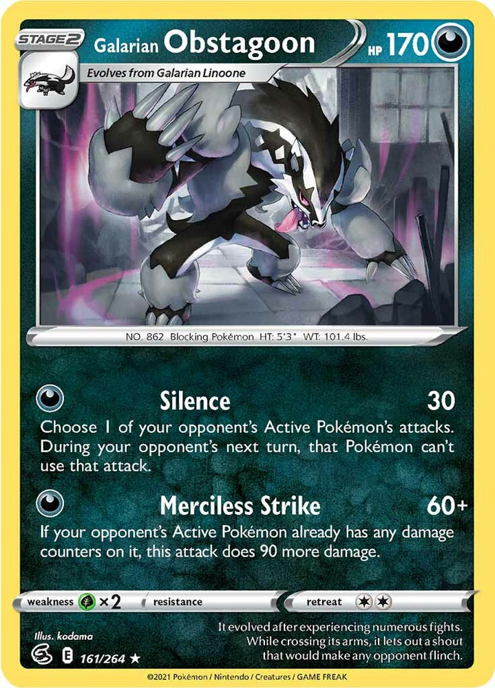 Pokemon | Galarian Obstagoon (161/264) [Sword & Shield: Fusion Strike] | The Nerd Merchant