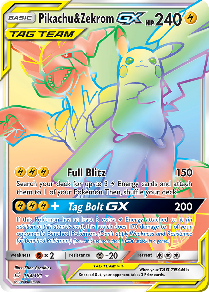 Pokemon | Pikachu & Zekrom GX (184/181) [Sun & Moon: Team Up] | The Nerd Merchant