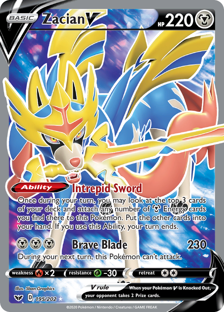 Pokemon | Zacian V (195/202) [Sword & Shield: Base Set] | The Nerd Merchant