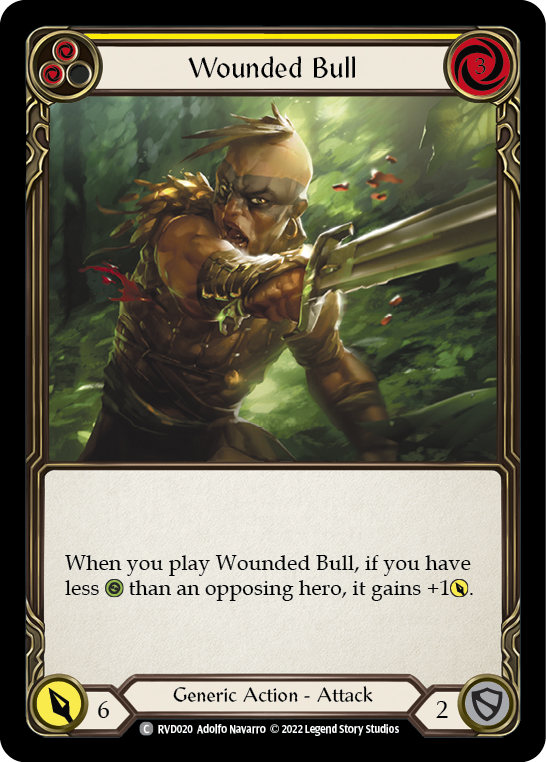 Flesh and Blood TCG | Wounded Bull (Yellow) [RVD020] (Classic Battles: Rhinar vs Dorinthea) | The Nerd Merchant