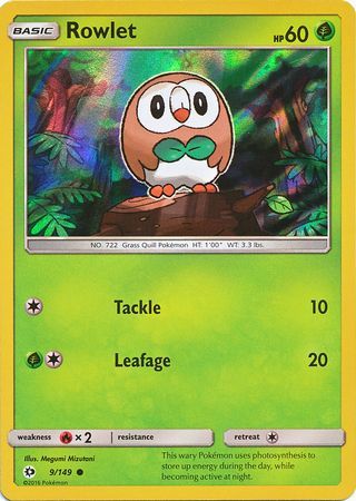 Pokemon | Rowlet (9/149) (Water Web Holo) [Sun & Moon: Base Set] | The Nerd Merchant