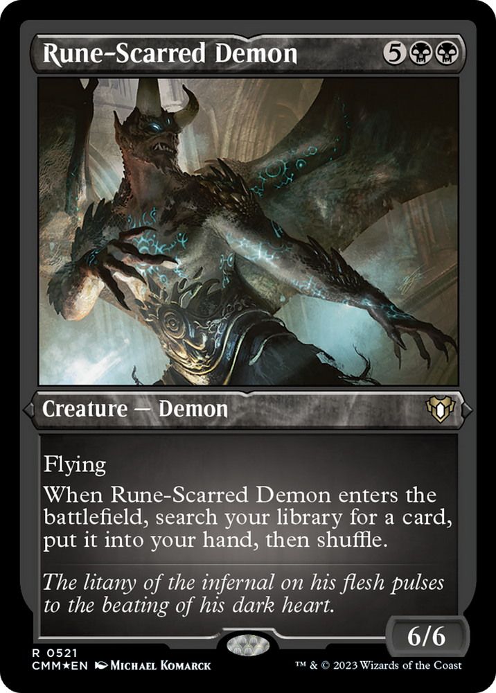 Magic | Rune-Scarred Demon (Foil Etched) [Commander Masters] | The Nerd Merchant