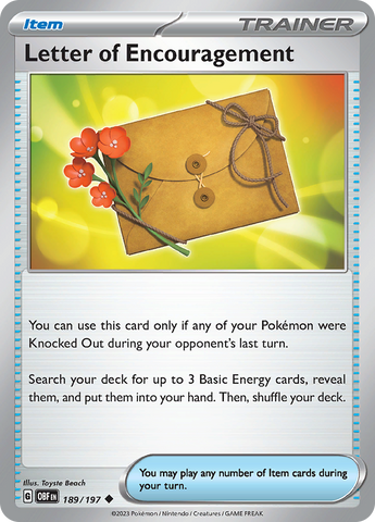 Pokemon | Letter of Encouragement (189/197) [Scarlet & Violet: Obsidian Flames] | The Nerd Merchant