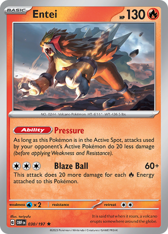 Pokemon | Entei (030/197) [Scarlet & Violet: Obsidian Flames] | The Nerd Merchant