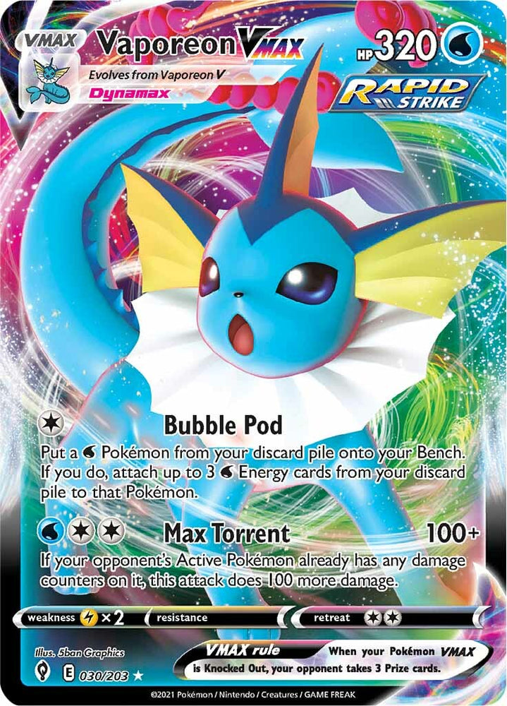 Pokemon | Vaporeon VMAX (030/203) [Sword & Shield: Evolving Skies] | The Nerd Merchant