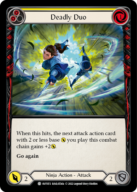 Flesh and Blood TCG | Deadly Duo (Yellow) [OUT072] (Outsiders)  Rainbow Foil | The Nerd Merchant