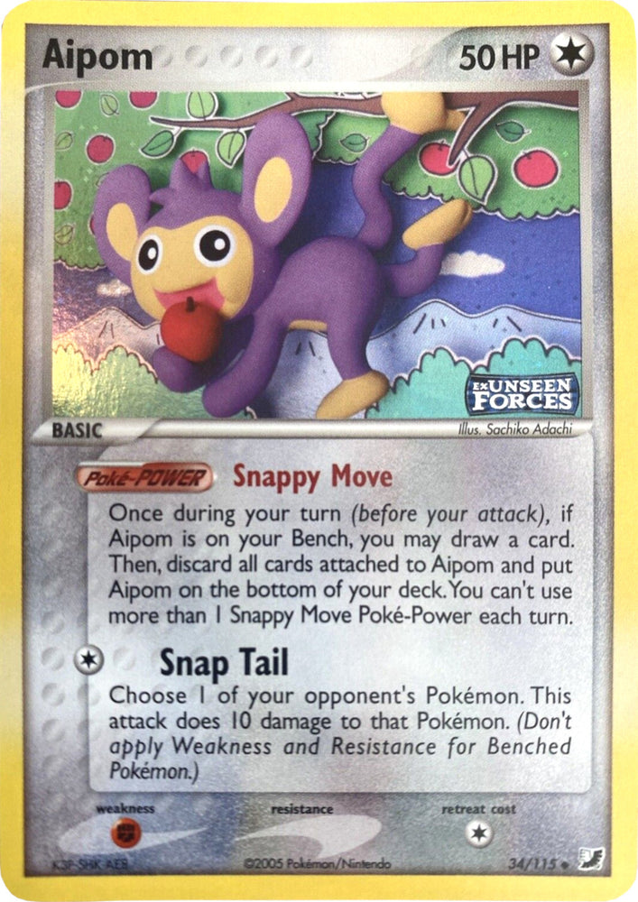 Pokemon | Aipom (34/115) (Stamped) [EX: Unseen Forces] | The Nerd Merchant