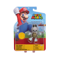 Jakks Pacific - Super Mario 4.0in Figures - Dry Bones w/ Coin