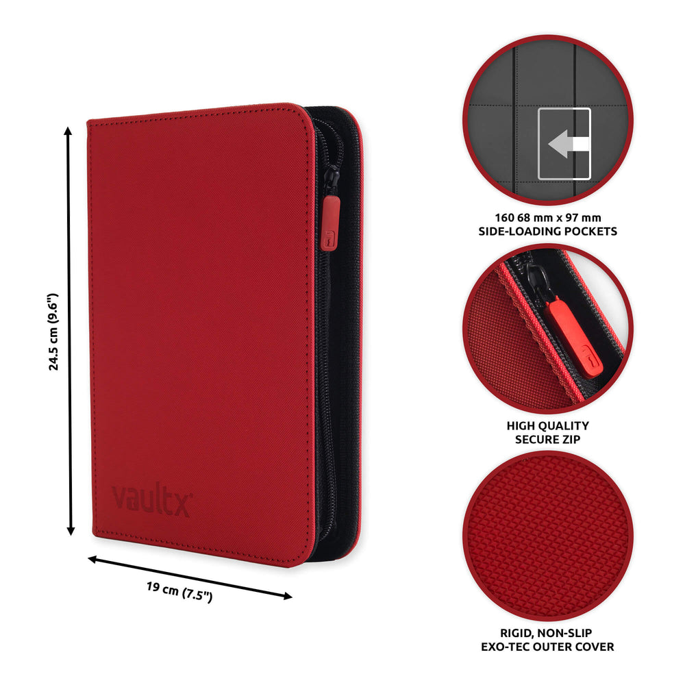 Vault X 4-Pocket Exo-Tec® Zip Binder (Fire Red)