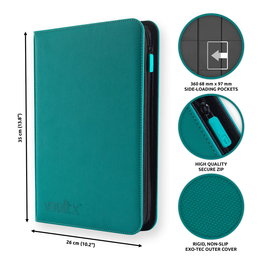 Vault X 9-Pocket Exo-Tec® Zip Binder (Ocean Blue)