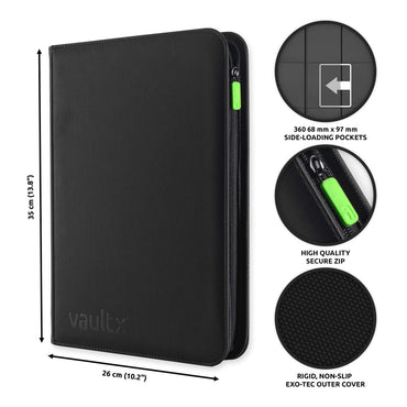 Vault X 9-Pocket Exo-Tec® Zip Binder (Signature Black)