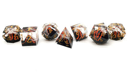Old School Dice: Sharp Edged 7-Piece Dice Set - Lava Flow Red