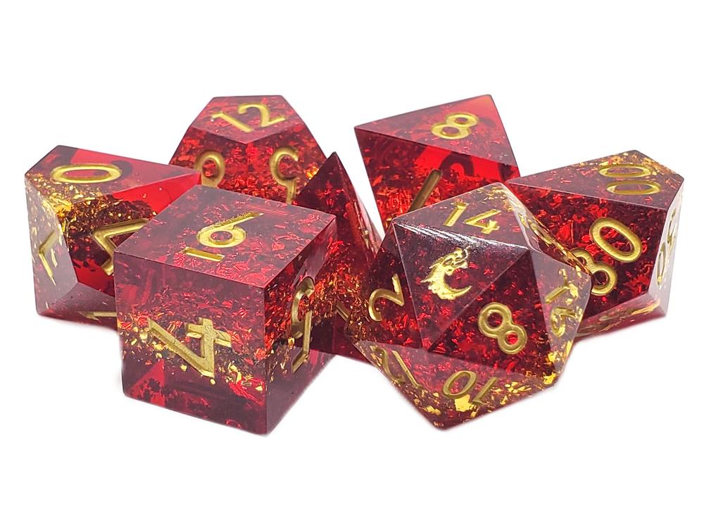 Old School Dice: Sharp Edged 7-Piece Dice Set - Love & Passion