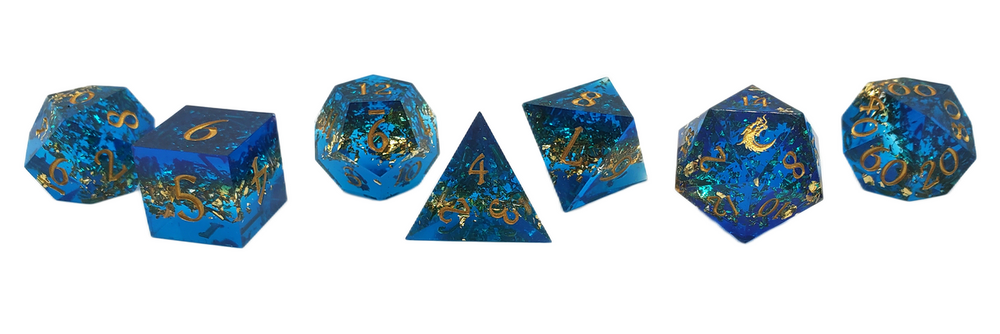 Old School Dice: Sharp Edged 7-Piece Dice Set - Majestic Court