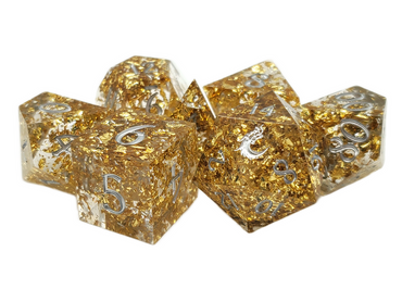 Old School Dice: Sharp Edged 7-Piece Dice Set - Precious Metals