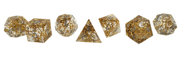 Old School Dice: Sharp Edged 7-Piece Dice Set - Precious Metals
