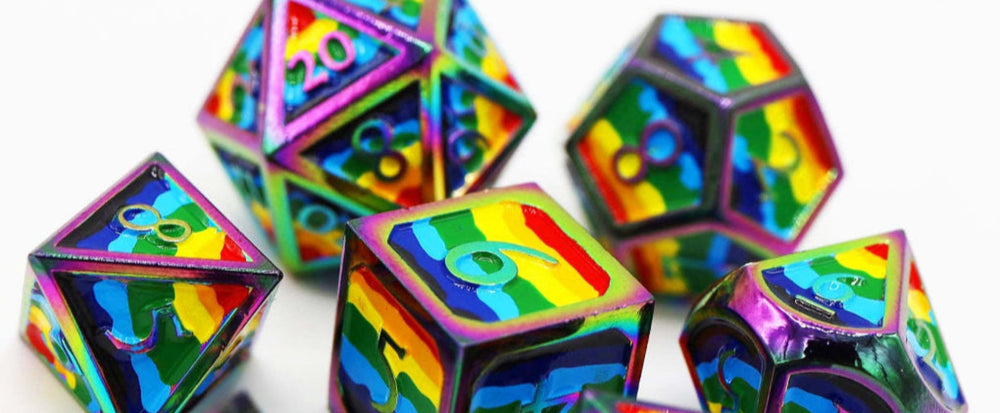 Foam Brain Games | Rainbow Pride Flag - Metal RPG Dice Set | The Nerd Merchant