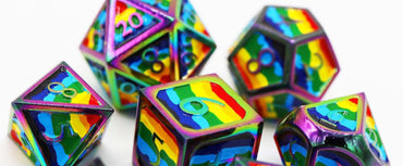 Foam Brain Games | Rainbow Pride Flag - Metal RPG Dice Set | The Nerd Merchant