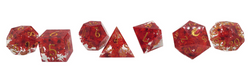 Old School Dice: Sharp Edged 7-Piece Dice Set - Red Flower
