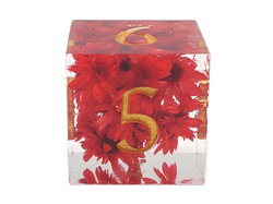 Old School Dice: Sharp Edged 7-Piece Dice Set - Red Flower