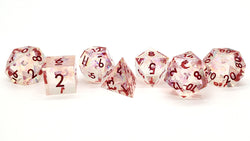 Old School Dice: Sharp Edged 7-Piece Dice Set - Red Ice