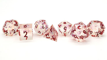 Old School Dice: Sharp Edged 7-Piece Dice Set - Red Ice