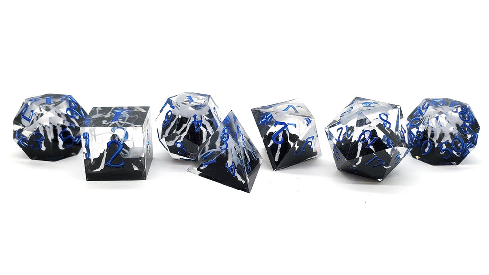 Old School Dice: Sharp Edged 7-Piece Dice Set - Snowy Mountain