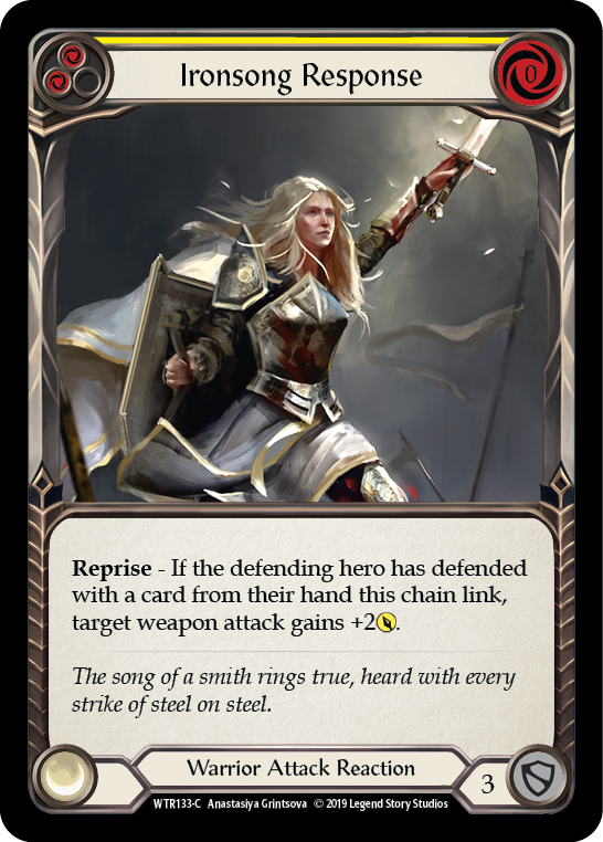 Flesh and Blood TCG | Ironsong Response (Yellow) [WTR133-C] (Welcome to Rathe)  Alpha Print Rainbow Foil | The Nerd Merchant