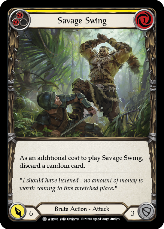 Flesh and Blood TCG | Savage Swing (Yellow) [U-WTR021] (Welcome to Rathe Unlimited)  Unlimited Rainbow Foil | The Nerd Merchant