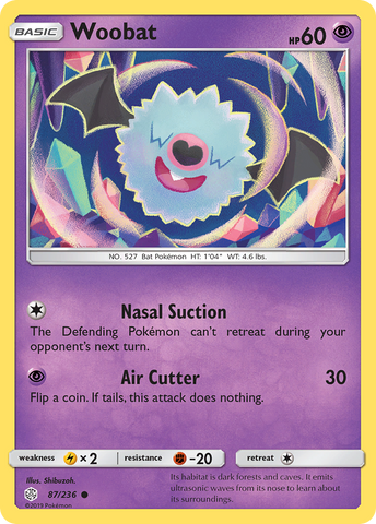 Pokemon| Woobat (87/236) [Sun & Moon: Cosmic Eclipse] | The Nerd Merchant