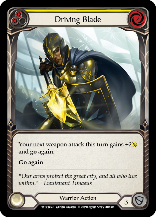 Flesh and Blood TCG | Driving Blade (Yellow) [WTR145-C] (Welcome to Rathe)  Alpha Print Normal | The Nerd Merchant