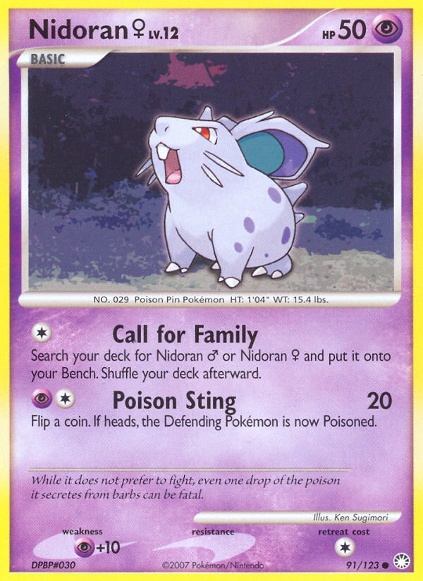 Pokemon | Nidoran (91/123) (Female) [Diamond & Pearl: Mysterious Treasures] | The Nerd Merchant