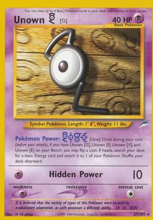 Pokemon | Unown [G] (27/105) [Neo Destiny Unlimited] | The Nerd Merchant