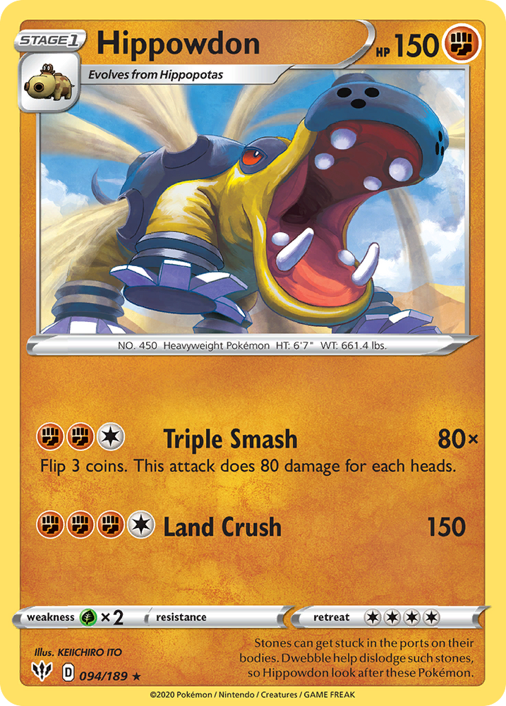 Pokemon | Hippowdon (094/189) [Sword & Shield: Darkness Ablaze] | The Nerd Merchant