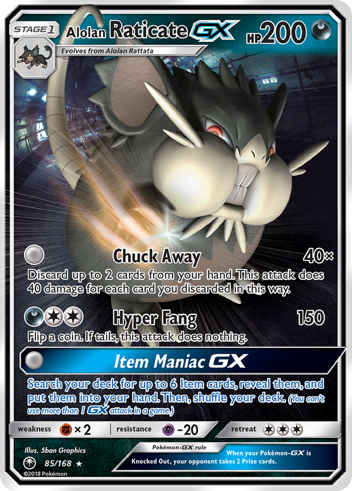 Pokemon | Alolan Raticate GX (85/168) [Sun & Moon: Celestial Storm] | The Nerd Merchant