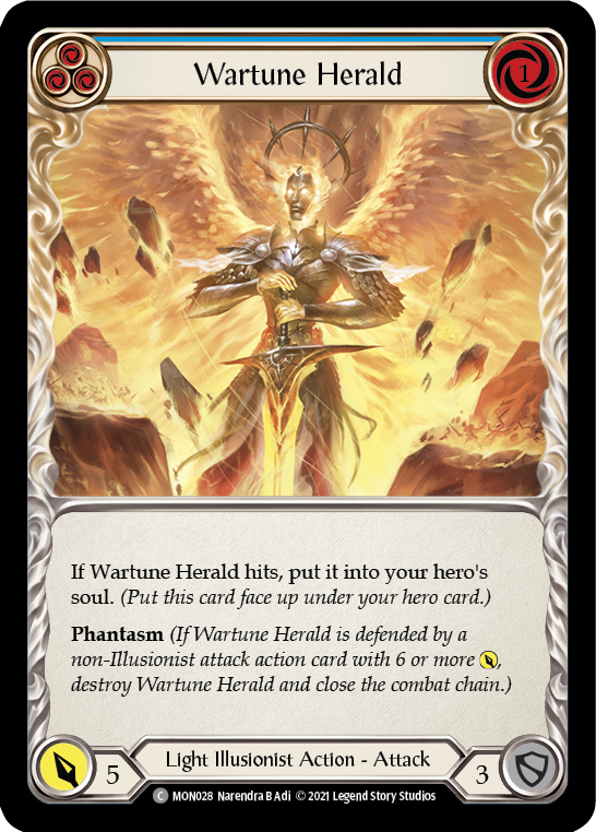 Flesh and Blood TCG | Wartune Herald (Blue) [MON028-RF] (Monarch)  1st Edition Rainbow Foil | The Nerd Merchant