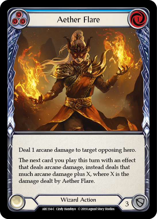 Flesh and Blood TCG | Aether Flare (Blue) [ARC134-C] (Arcane Rising)  1st Edition Rainbow Foil | The Nerd Merchant