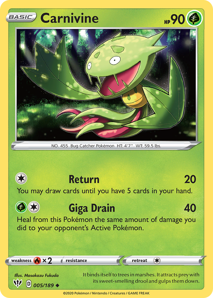 Pokemon | Carnivine (005/189) [Sword & Shield: Darkness Ablaze] | The Nerd Merchant