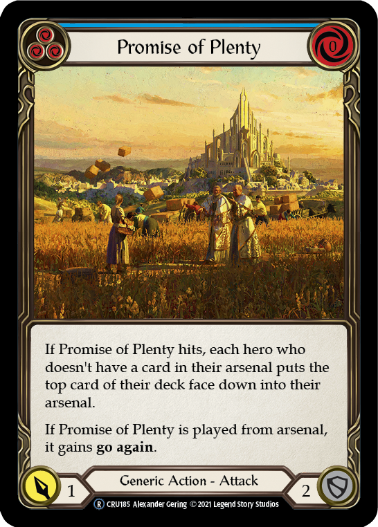 Flesh and Blood TCG | Promise of Plenty (Blue) [U-CRU185] (Crucible of War Unlimited)  Unlimited Rainbow Foil | The Nerd Merchant