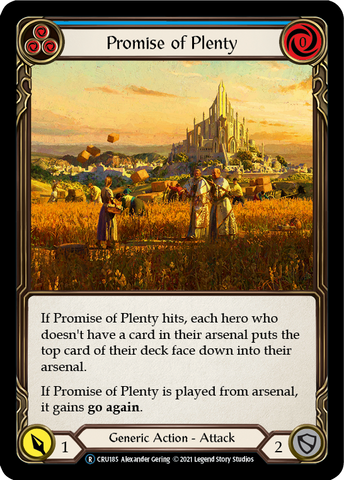 Flesh and Blood TCG | Promise of Plenty (Blue) [U-CRU185] (Crucible of War Unlimited)  Unlimited Rainbow Foil | The Nerd Merchant