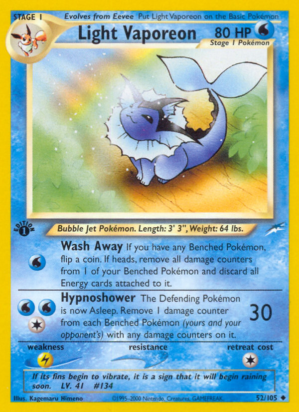 Pokemon | Light Vaporeon (52/105) [Neo Destiny 1st Edition] | The Nerd Merchant