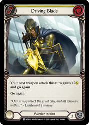 Flesh and Blood TCG | Driving Blade (Yellow) [U-WTR145] (Welcome to Rathe Unlimited)  Unlimited Rainbow Foil | The Nerd Merchant
