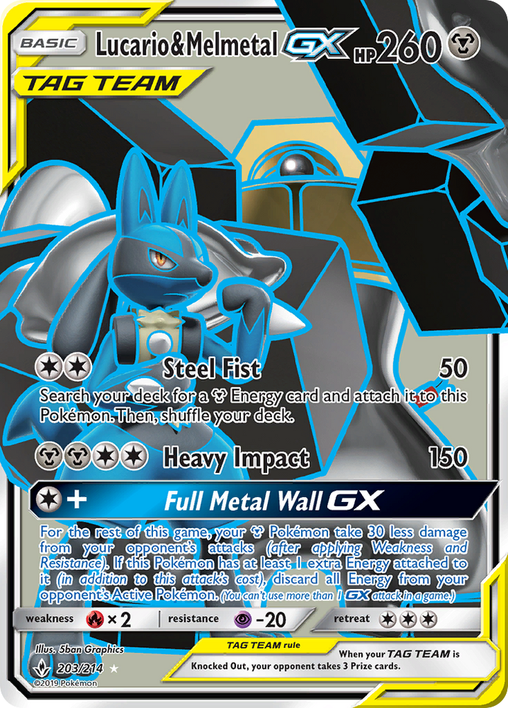 Pokemon | Lucario & Melmetal GX (203/214) [Sun & Moon: Unbroken Bonds] | The Nerd Merchant