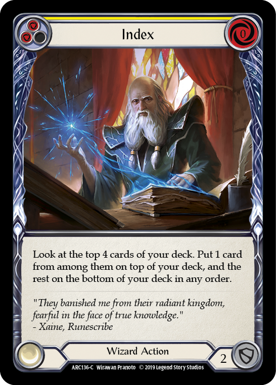 Flesh and Blood TCG | Index (Yellow) [ARC136-C] (Arcane Rising)  1st Edition Rainbow Foil | The Nerd Merchant