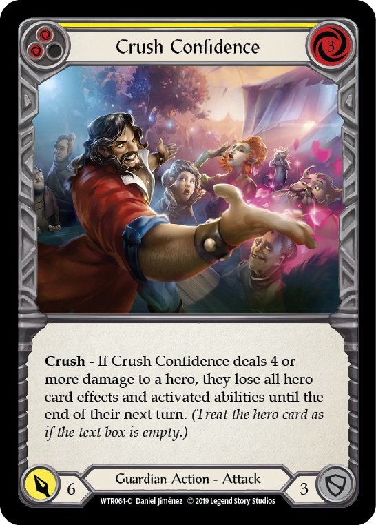 Flesh and Blood TCG | Crush Confidence (Yellow) [WTR064-C] (Welcome to Rathe)  Alpha Print Rainbow Foil | The Nerd Merchant