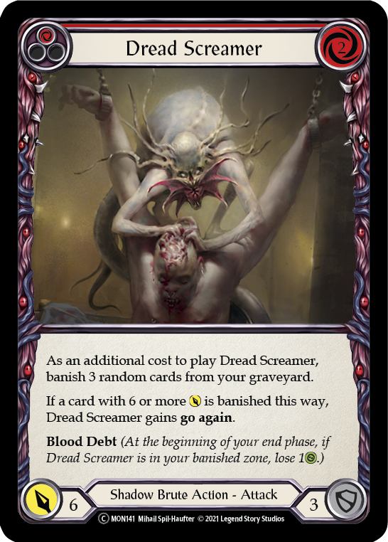 Flesh and Blood TCG | Dread Screamer (Red) [U-MON141-RF] (Monarch Unlimited)  Unlimited Rainbow Foil | The Nerd Merchant