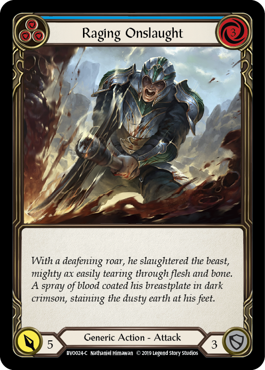Flesh and Blood TCG | Raging Onslaught (Blue) [BVO024-C] (Bravo Hero Deck)  1st Edition Normal | The Nerd Merchant