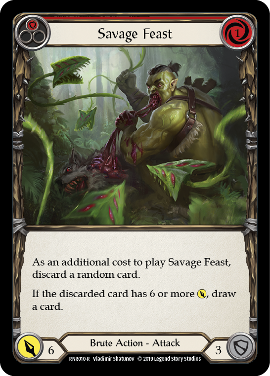 Flesh and Blood TCG | Savage Feast (Red) [RNR010-R] (Rhinar Hero Deck)  1st Edition Normal | The Nerd Merchant