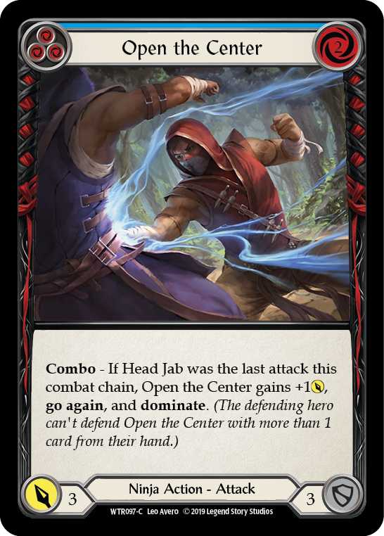 Flesh and Blood TCG | Open the Center (Blue) [WTR097-C] (Welcome to Rathe)  Alpha Print Rainbow Foil | The Nerd Merchant